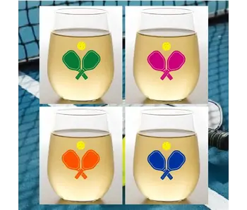 Pickleball Unbreakable Tritan Plastic Wine Glasses - Orange
