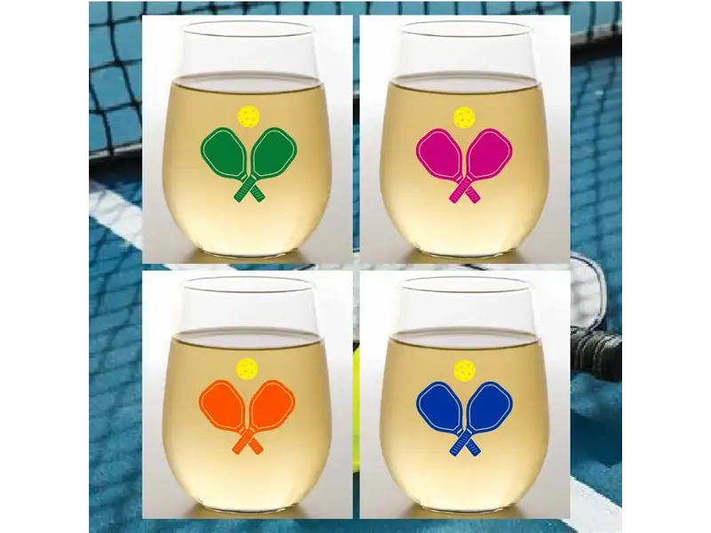 Wine-Oh! Pickleball Unbreakable Tritan Plastic Wine Glasses - Orange