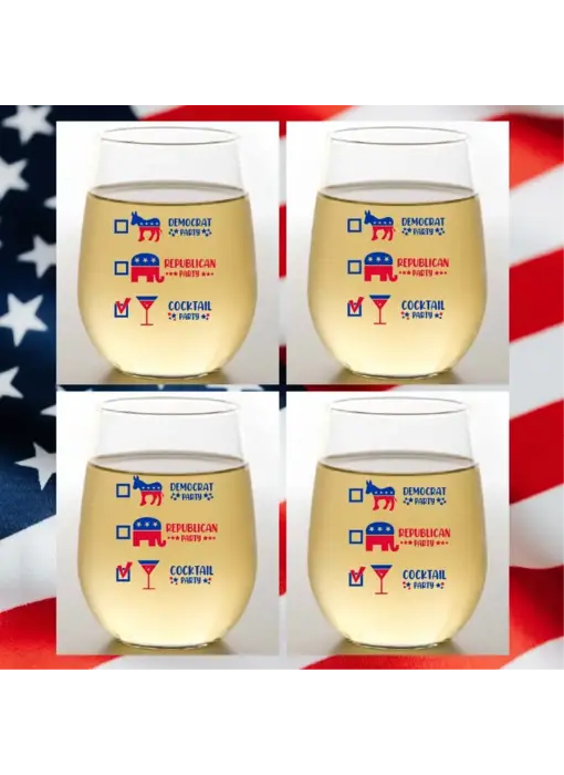 Vote Cocktail Party Unbreakable Tritan Plastic Wine Glasses