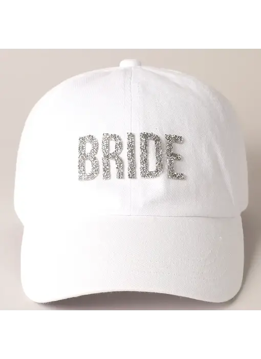 Bride Glitter Letter Patch Baseball Cap White