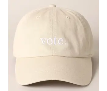 Vote Letter Graphic Embroidered Baseball Cap - PUTTY