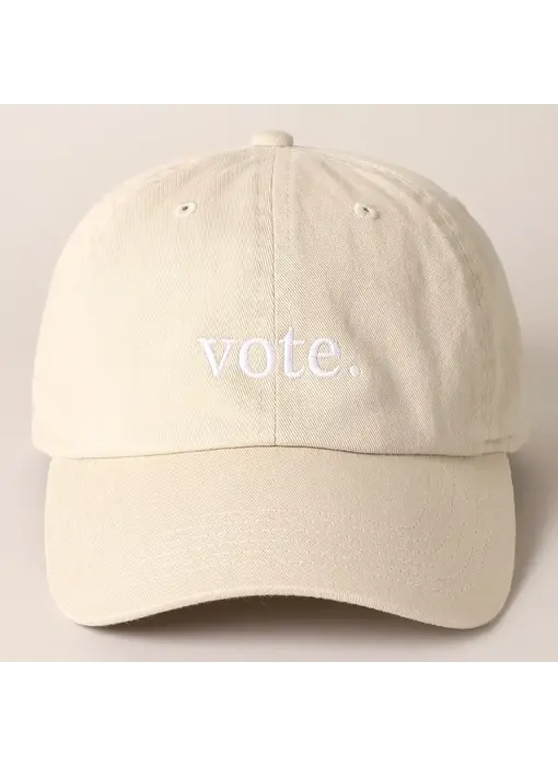 Vote Letter Graphic Embroidered Baseball Cap - PUTTY