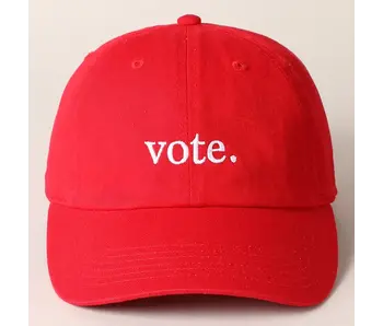 Vote Letter Graphic Embroidered Baseball Cap - RED