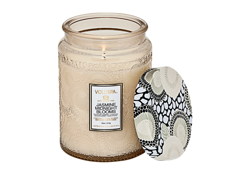 Voluspa Jasmine Midnight Blooms - Large Glass Jar Candle