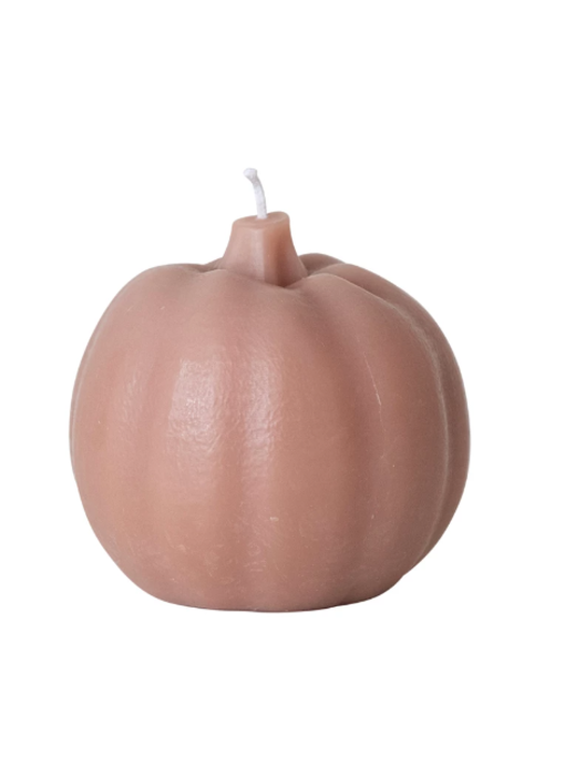 Unscented Pumpkin Shaped Candle, Camel Color