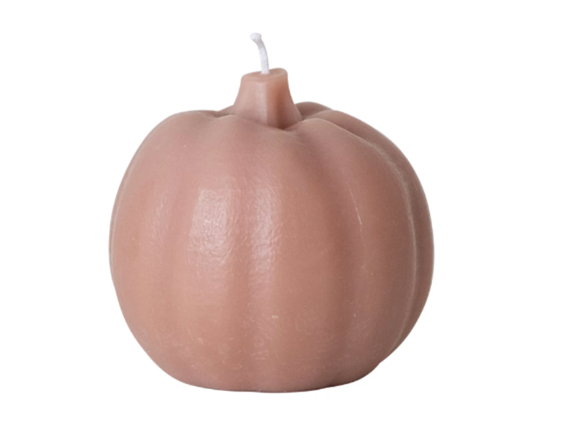 Creative Co-OP Unscented Pumpkin Shaped Candle, Camel Color