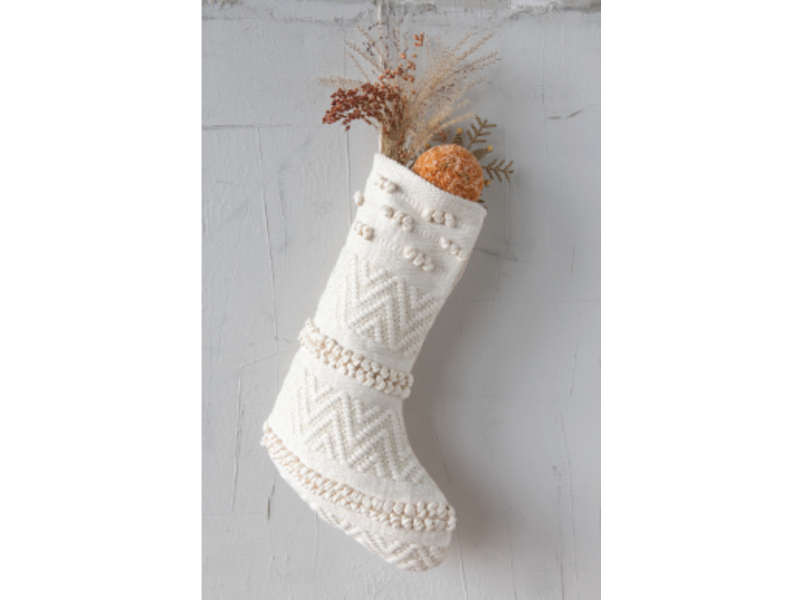 Creative Co-OP Woven Cotton Blend Christmas Stocking