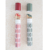 Creative Co-OP Fireplace Safety Matches in Tube Matchbox with Geometric Pattern