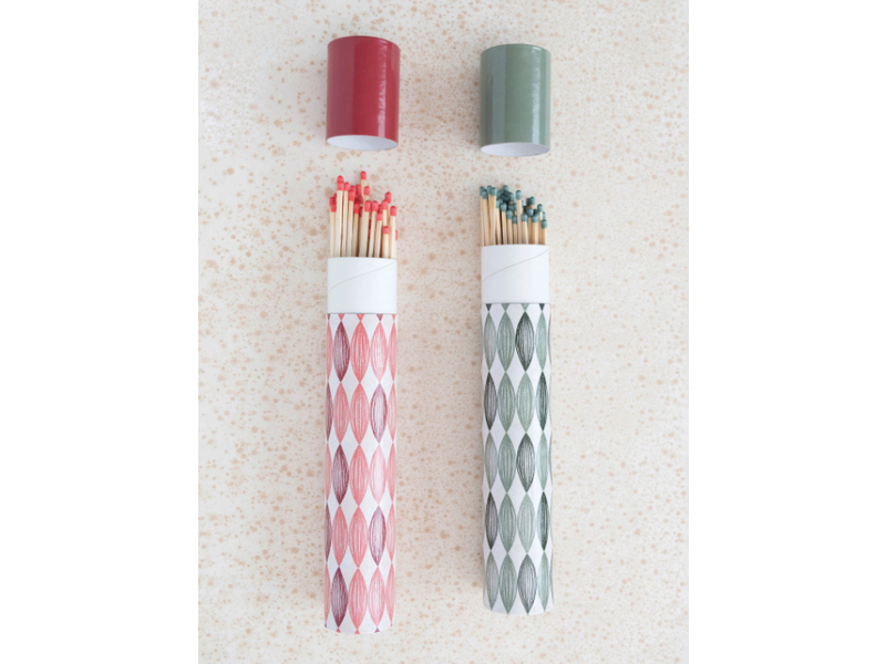 Creative Co-OP Fireplace Safety Matches in Tube Matchbox with Geometric Pattern