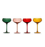 Creative Co-OP Stemmed Champagne/Coupe Glass, 8 oz.,  4 Assorted Colors
