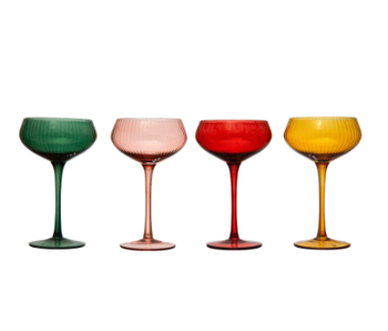 Stemmed Champagne/Coupe Glass, 8 oz.,  4 Assorted Colors