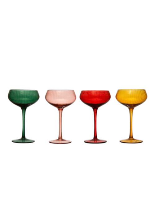 Stemmed Champagne/Coupe Glass, 8 oz.,  4 Assorted Colors