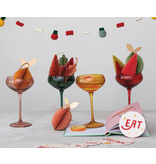 Creative Co-OP Stemmed Champagne/Coupe Glass, 8 oz.,  4 Assorted Colors