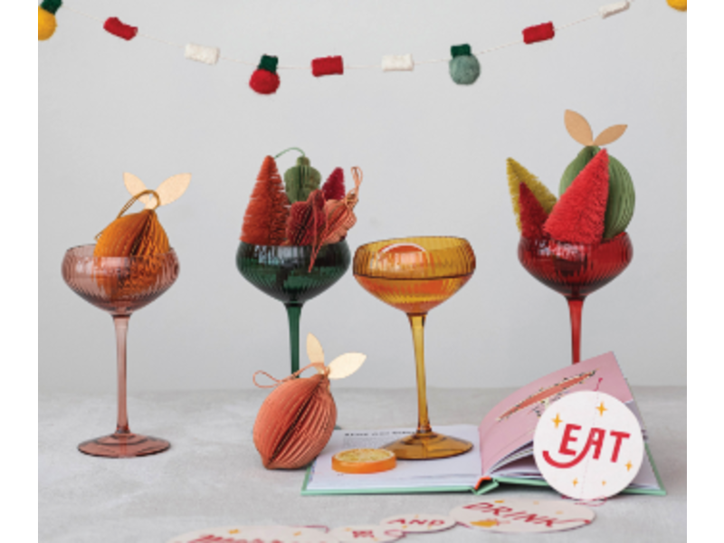 Creative Co-OP Stemmed Champagne/Coupe Glass, 8 oz.,  4 Assorted Colors