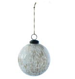 Creative Co-OP Recycled Confetti Glass Ball Ornament, 4" White & Gold Finish