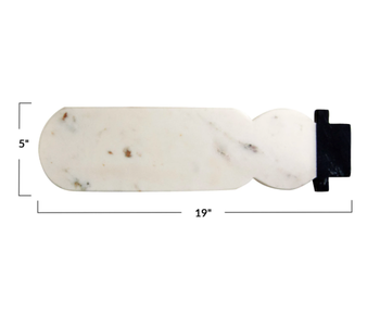 Marble Snowman Shaped Cheese/Cutting Board, White & Black