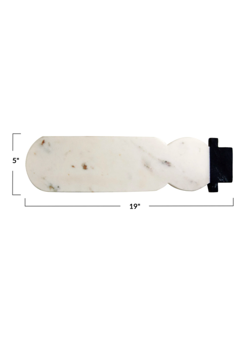 Marble Snowman Shaped Cheese/Cutting Board, White & Black