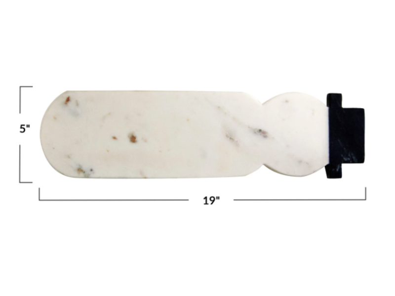 Creative Co-OP Marble Snowman Shaped Cheese/Cutting Board, White & Black