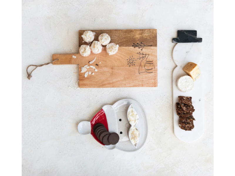 Creative Co-OP Marble Snowman Shaped Cheese/Cutting Board, White & Black