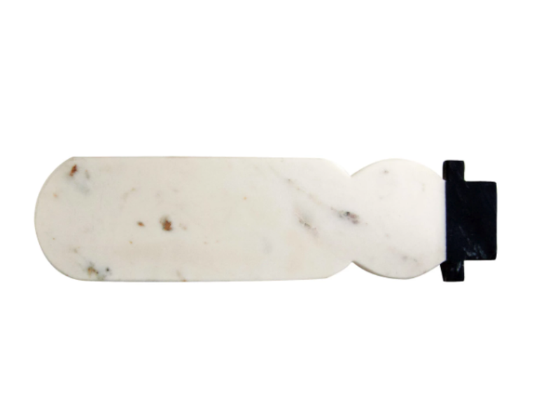 Creative Co-OP Marble Snowman Shaped Cheese/Cutting Board, White & Black