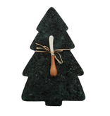 Creative Co-OP Marble Tree Shaped Cheese/Cutting Board w/ Canape Knife, Set of 2