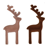 Creative Co-OP Flocked Reindeer, 2 Assorted Colors