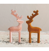 Creative Co-OP Flocked Reindeer, 2 Assorted Colors