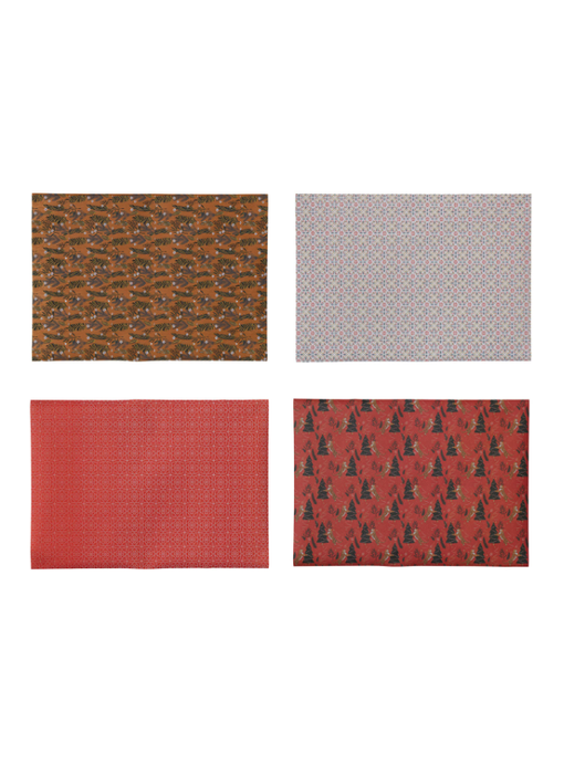 Wrapping Paper Sheets w/ AssortPatterns, 3 shts/roll, 28"x20" each