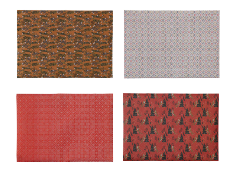 Creative Co-OP Wrapping Paper Sheets w/ AssortPatterns, 3 shts/roll, 28"x20" each