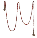 Creative Co-OP Paulownia Wood Bead Garland w/ Jute Tassels, Pink & Red; 12ft L