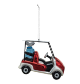 Creative Co-OP Glass Golf Cart Ornament w/ Glitter, Multi Color