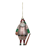 Creative Co-OP Glass Santa in Baseball Outfit Ornament w/ Bat & Glitter, Multi Color