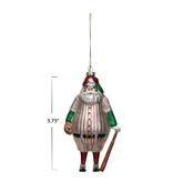 Creative Co-OP Glass Santa in Baseball Outfit Ornament w/ Bat & Glitter, Multi Color