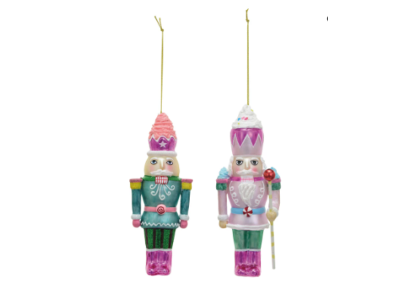 Creative Co-OP Glass Nutcracker Ornament w/ Glitter, 2 Assorted Styles