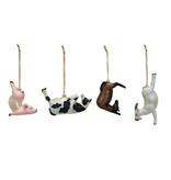 Creative Co-OP Glass & Resin Farm Animal in Yoga Pose Ornament, 4 Assorted Styles