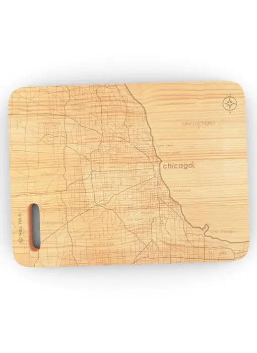 Chicago Il 6"X 8" Maple Bar Prep & Cutting Board