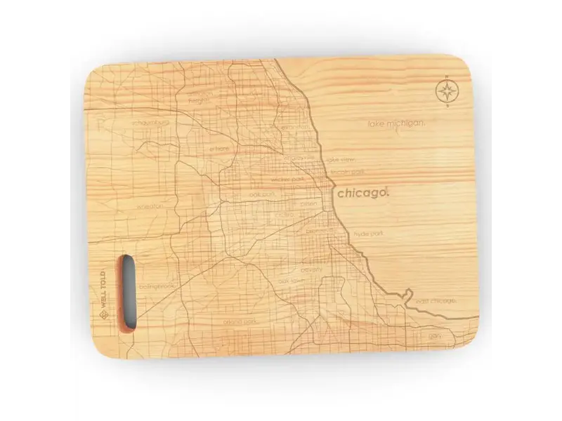 Well Told Chicago Il 6"X 8" Maple Bar Prep & Cutting Board