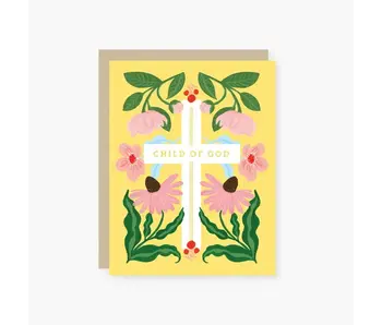 Floral Child of God Baptism, First Communion Card