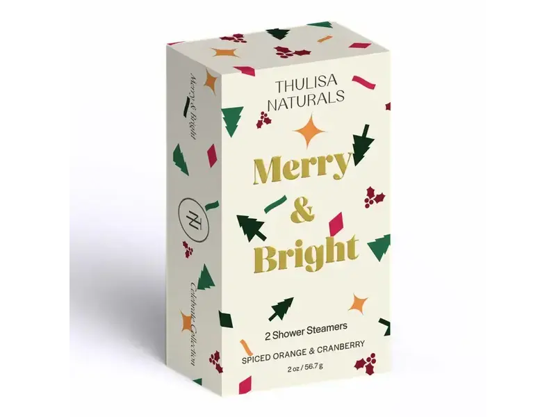 Thulisa Naturals | Bath + Body Merry & Bright Holiday Shower Steamers | 2 Pack Spiced Orange + Cranberry
