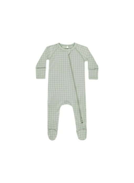 BAMBOO ZIP FOOTIE || SAGE GRID