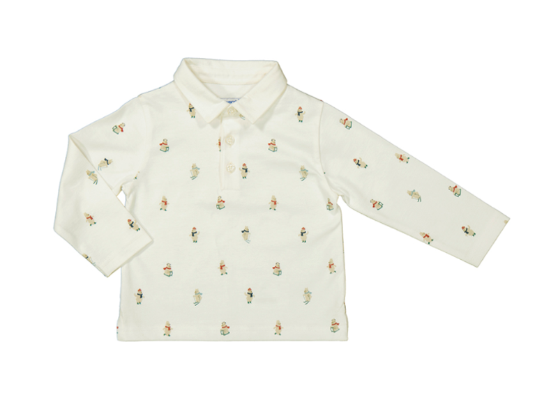 Mayoral Bears on skis - l/s printed polo