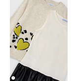 Mayoral Sweater dress w/ hearts - Chickpea