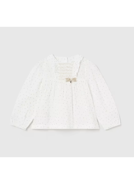 Gold dot ruffle blouse