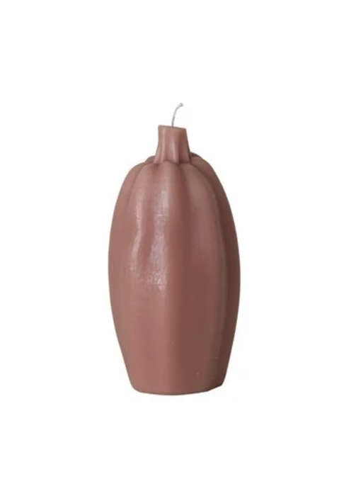 Unscented Tall Pumpkin Shaped Candle, Camel Color