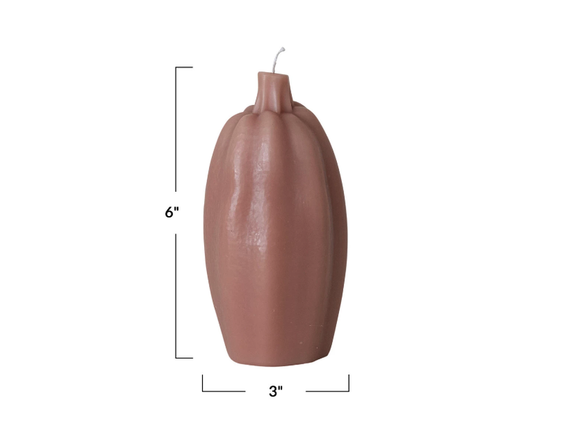 Creative Co-OP Unscented Tall Pumpkin Shaped Candle, Camel Color