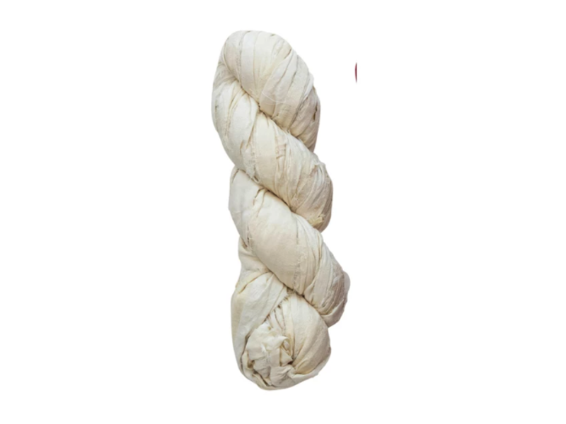 Creative Co-OP Recycled Torn Silk Ribbon, 70-75 Yards, Ivory