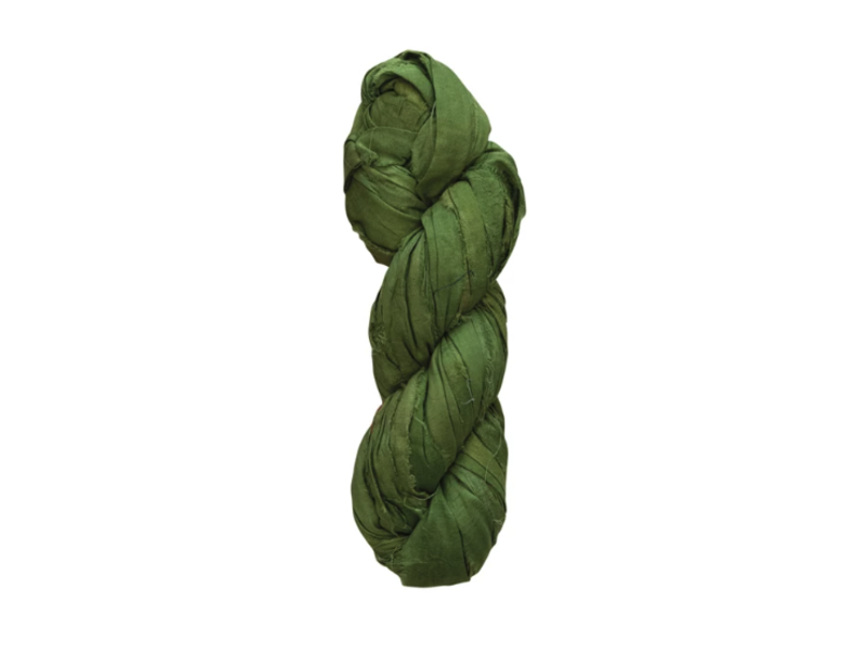 Creative Co-OP Recycled Torn Silk Ribbon, 70-75 Yards, Green