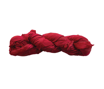 Recycled Torn Silk Ribbon, 70-75 Yards, Berry Red