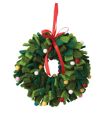 Creative Co-OP Handmade Wool Felt Wreath Ornament, 7" Round, Green