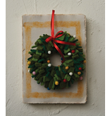 Creative Co-OP Handmade Wool Felt Wreath Ornament, 7" Round, Green